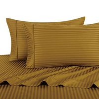 Stripe 300 Thread Count Bed Sheet Set 100% Cotton/Twin XL Size 3PC Sheet Set/Bronze