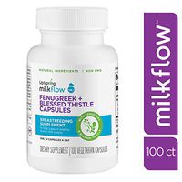 Milkflow Fenugreek Lactation Supplement Capsules with Blessed Thistle for Breastfeeding by UpSpring Baby, 100 Count Pills for Breastmilk Supply, 1800 mg