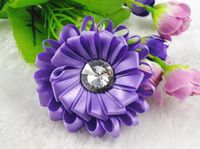 10pcs Ribbon Double Sunflowers Wedding Decoration Appliques-(Pick Color) (Purple)