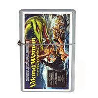 Wind Proof Dual Torch Refillable Lighter Vintage Poster D-192 Viking Women and The Sea Serpent