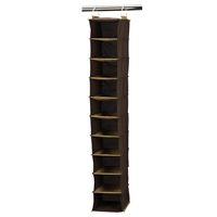 Household Essentials 66032 Hanging Shoe Storage Organizer for Closets with 10 Pocket, Coffee Linen