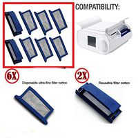 Flurries 👍 2 Reusable Foam Pollen Filters & 6 Disposable Ultra-Fine Air Filters Compatible for Philip-s Respironics Dreamstation Series CPAP Machine - Premium Assembly Kit Replacement Supplies