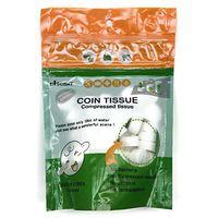 Compressed Coin Tissue 50 Pack - (Hand Wipes, Restaurant, Camping, Hiking, Salon, etc.) (50 per Package)