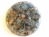 1 Black Sun Light Blue Glow Large Charging Plate Crystal Orgone Generator Energy Accumulator 528Hz/7.83Hz/Advance Harmonics (7 3/4"W-196mm 1"H-25mm, B.Sun Silver Bronze Light Blue Blue Glow Center)