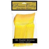 Amscan 8001.09 Tableware Premium Plastic Forks, One Size, Sunshine Yellow
