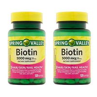 Spring Valley Biotin Softgels, 5000 Mcg, 120 Count (Pack of 2)