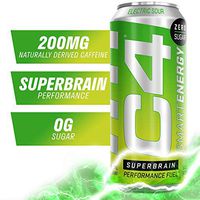 C4 Smart Energy Sugar Free Sparkling Energy Drink Electric Sour | Performance Fuel & Nootropic Brain Booster Supplement with No Artificial Colors or Dyes | 16oz (Pack of 12)