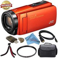 JVC Everio GZ-R460BUS Quad-Proof HD Camcorder with 40x Optical Zoom (Orange) + 37mm UV Filter + Flexible Tripod + Micro HDMI Cable + Card Reader + Fibercloth Bundle