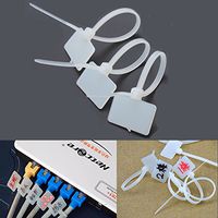 BephaMart 100pcs White Nylon Zip Cable Tie Label Strap Strip With Marking Tag 3X100mm Shipped and Sold by BephaMart