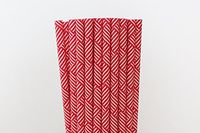 Red Basket Weave Paper Straws (75)