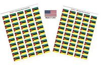 Made in USA! 100 Country Flag 1.5" x 1" Self Adhesive World Flag Scrapbook Stickers, Two Sheets of 50, 100 International Sticker Decal Flags Total (Mozambique)