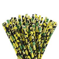 ALINK Jungle Camouflage Themed Paper Straws, 100 Biodegradable Straws for Hunting Camo Party, Bar, Birthday, Holiday Supplies