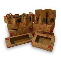 Christmas Doughnut and Cookie Gift Boxes; Rectangle with Clear Window; Brown Kraft with hot Stamp Christmas Designs (16 Assorted, Combo Pack)