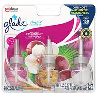 Glade PlugIns Refills Air Freshener, Scented and Essential Oils for Home and Bathroom, Vanilla Passion Fruit, 2.01 Fl Oz, 3 Count