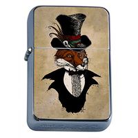 Top Hat Fox Flip Top Oil Lighter S1 Smoking Cigarette Smoker Includes Silver Case