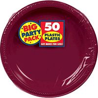 Amscan AMI 630730.27 Big Party Pack Plastic Dessert Plates, 7-Inch, Berry Red