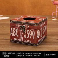 T-ZJHC European Creative Retro Tissue Box Home Room Bedroom Napkin Tray Living Room Coffee Table Storage, Square - New York