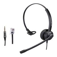 RJ9 Cisco Headset for Telephone with Noise Cancelling Microphone Including 3.5mm Connector