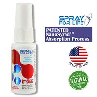 Spray for Life® Vegan Vitamin B12 Liquid Spray Nano Charged B5000 MCG Super Absorption Energy Supplement to Keep Vitality Great for Pre&Post-Workout Athlete Gym 26ml- 30 Day Supply