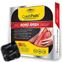CrashPads® Large Adhesive Bandages for Road Rash, Raspberries, Cuts, Scrapes and Burns (Crash Pads roadrash Dressing) [14pcs: 2-Large, 4-Medium and 8-Small]