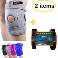 BodyMoves Kid's Knee Brace Support Plus Hot and Cold Ice Gel Pack for stabilizing Patella Meniscus Tear Ligament Injury Prevention (Cool Gray)