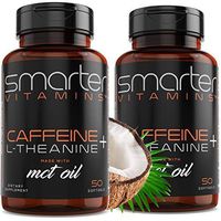 (2-PACK) KETO 200mg CAFFEINE PILLS + MCT Oil from 100% Coconuts 100mg L-Theanine for Advanced Energy, Enhanced Focus and Clarity + Extended Release