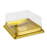 Hewnda 50 Pack of Clear plastic mini cake box muffins box cookies cookies muffins dome box wedding birthday gift box (3" square gold)