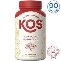 KOS Organic Red Reishi Capsules - Promotes Healthy Blood Pressure, Boosts Immune System, Encourages Positive Mood - 90 Vegetarian Ganoderma Lucidum Capsules, No Added Fillers or Preservatives