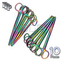 DDP Set of 10 Multi Titanium Color Rainbow METZENBAUM Scissors 5.5" Straight & Curved Stainless Steel