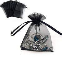 Beetoo Black Organza Bags Gift Bags, Organza Drawstring Bags for Party, Jewelry Pouches, Christmas Festival, Wedding, Makeup, Candy Bags (50pcs 4"x6"）