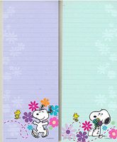 Peanuts Worldwide Spring Flowers Snoopy and Woodstock Lined Magnetic Notepads Shopping List, 2-Pack (Lavender/Teal)