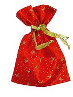 Linpeng  Drawstring Organza Jewelry Candy Pouch, Christmas, Wedding Party Favor Gift Bags, Size 5x7" , Red with Gold Moon & Stars - 25 Pack