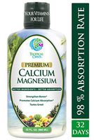Liquid Calcium Magnesium - Natural Formula w/Support for Strong Bones - Liquid Vitamins w/Calcium, Magnesium & Vitamin D - up to 96% Absorption by The Body. - 16oz, 32 Ser