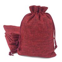 50PCS Burlap Favor Gift Bags with Drawstring and Cotton Lining (13X18CM, 05 Red)