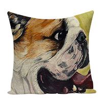 Acelive 20 x 20 Inches Christmas Decor Dog Throw Pillow Case Embroidery Pillow Covers for Kids Room Sofa Car Couch Cushion Cover with Zipper Hidden Bulldog Pattern