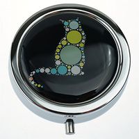 MaXing Cute Cat Custom Personalized Silver Round Pill Case Box Decorative Metal Medicine Container Case