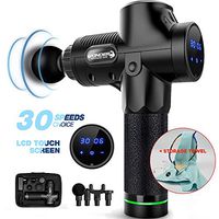 Massage Gun Deep Tissue Percussion Muscle Massager for Pain Relief, 2500mAh Handheld Electric Body Massager Sports Drill Portable Super Quiet Brushless Motor (Black 4 Heads)