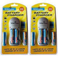 2pk Rechargeable AA & AAA Battery Charger with 4 AA NiMH Rechargeable Batteries