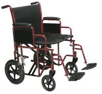 Drive Bariatric Heavy Duty Transport Wheelchair with Swing Away Footrest, 22" Seat, Red, Model - BTR22-R