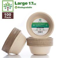 GreenTree 100% Biodegradable 17 oz. Disposable Bowls [100 Pack] | Paper Bowls Substitute | Large Eco Friendly Bowl | Bagasse Bowl Made With All Natural Sugarcane | Microwave Safe Bowl
