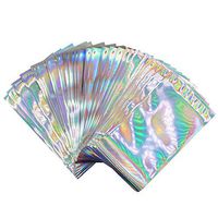 Holographic Aluminum Foil Self-Adhesive Bag Food Grade Stoarge Pouches Snack Accessories Gift Package Bag (50Pcs, 6.5 x 4.5in + 1.6in)