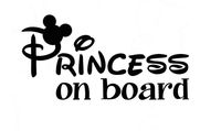 CCI Princess On Board Disney Mickey Mouse Decal Vinyl Sticker|Cars Trucks Vans Walls Laptop| Black |6.5 x 3.5 in|CCI1468
