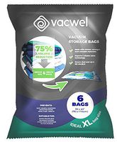 Vacwel Jumbo Vacuum Storage Bags for Clothes, Quilts, Pillows, Space Saver Size 43x30" Extra Strong (Pack of 6)