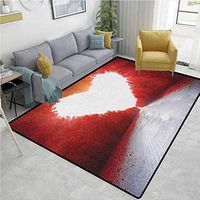 YucouHome Love Abstract Area Rug for Bedroom, Road to Valentines Tunnel Autumn Trees Foliage Forest Landscape Scenery Rural Nature, Fashionable High Class Living Dinning Room(8'x 10') Red White