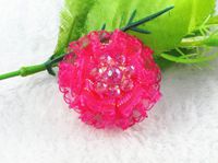 16pcs Organza Beads Cabbage Rose Flower Appliques/craf/Sewing (Rose)