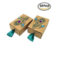 VNFEI Peacock Candy Boxes Wedding Favors Kraft Paper Gift Boxes Decoration  (50)