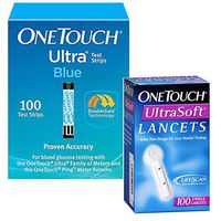 One Touch Ultra Blue Bundle - 100 Ultra Blue Test Strips and 100 Ultrasoft Lancets