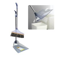 Hmlai Upright Sweep Set, New Material Home Casual Environmental Recycle Dustpan Set for Lobby Kitchen Garden Garage Office (Gray)