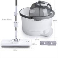 SHPING Mops Rotating mop, 360 degree rotation, household single barrel, ultra-fine double fiber, free of hand washing, can clean all kinds of floor, white (Size : A)