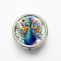 RhyNSky Beautiful Phoenix Mini Portable Pocket Pill Box Case Holder for Purse, 3 Compartments, Silvery, FS586
